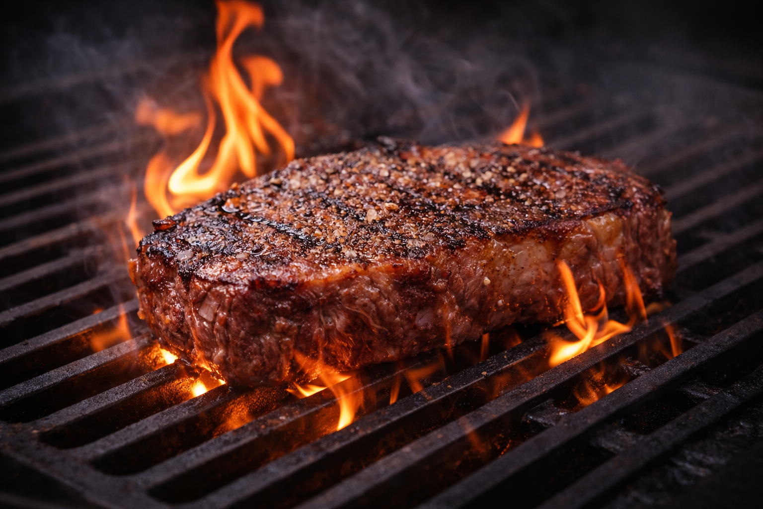 Carne en parrilla caliente