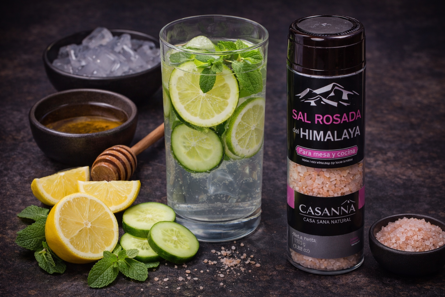 Ingredientes para Bebidas Detox con Sal Rosada