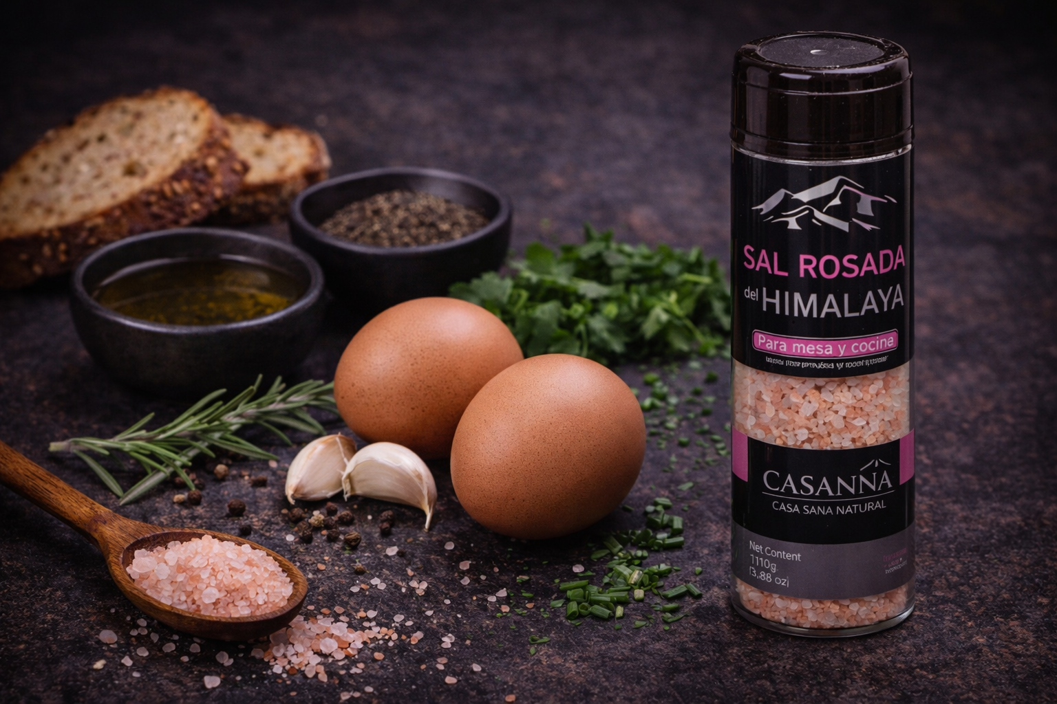 Ingredientes para Huevos Gourmet con Sal Rosada